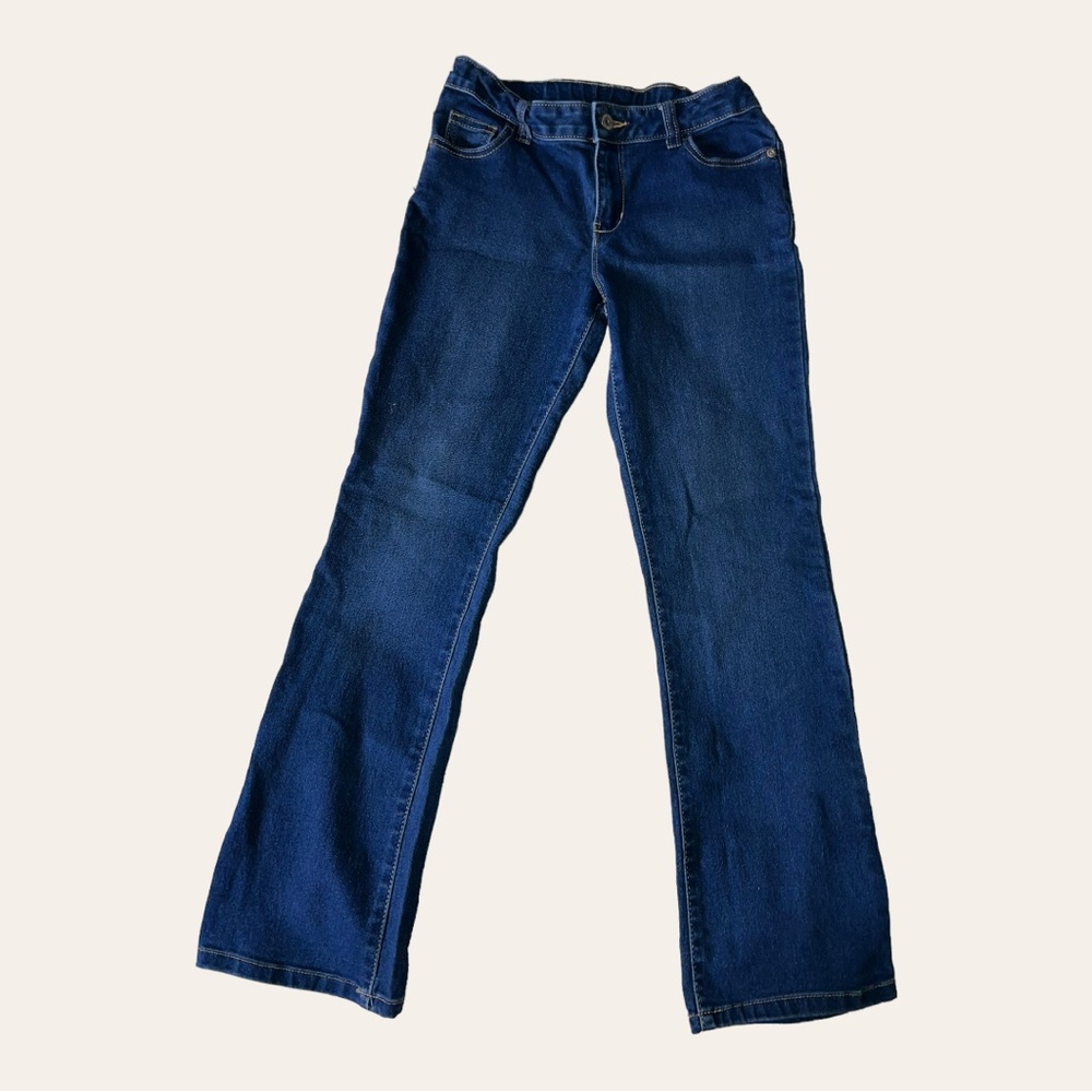 GIRL’S FADED GLORY BOOTCUT JEANS SIZE 12 DARK WASH